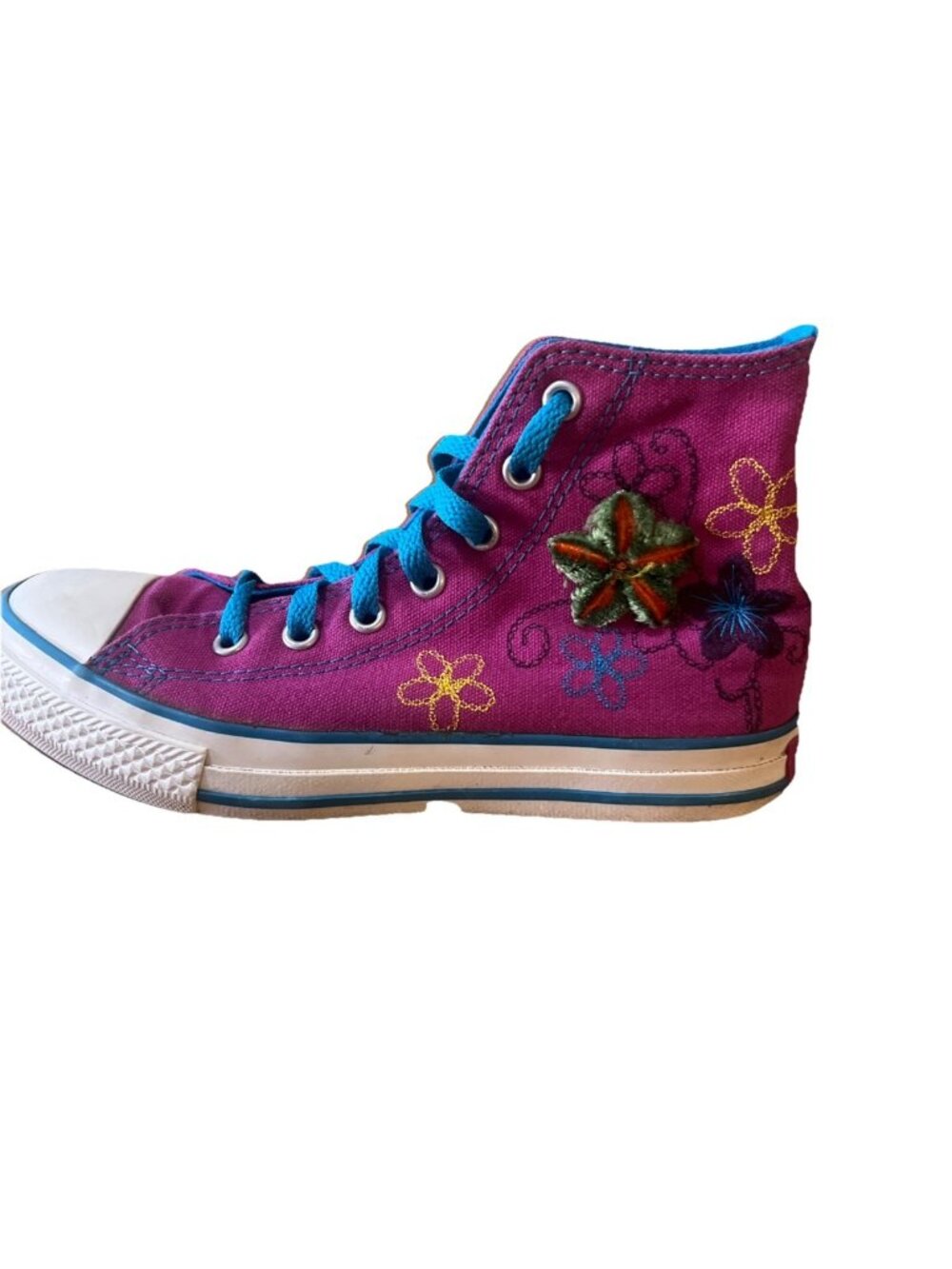 Converse Chuck Taylor All Star High Top Youth Girls sz2 Embroidered Floral